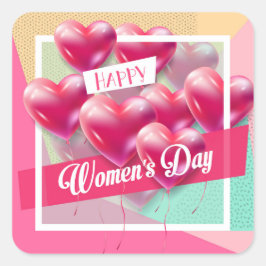 Kvinndagen i lycklig! Den 8 mars Internationell He Fyrkantigt Klistermärke