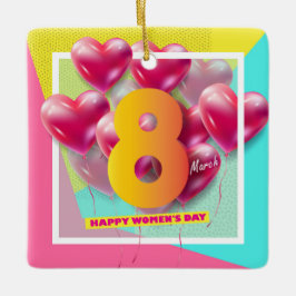 Kvinndagen i lycklig! Den 8 mars Internationell He Julgransprydnad Keramik