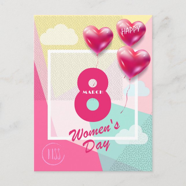 Kvinndagen i lycklig! Den 8 mars Internationell He Vykort (Framsida)