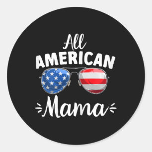 Kvinnflickor alla amerikanska Mammor 4 juli Runt Klistermärke