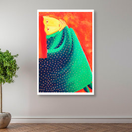 Kvinnig Contemporary Art Akrylmålning Canvastryck