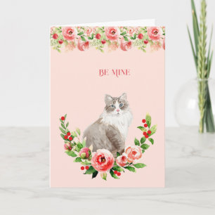 Kvinnlig Alla hjärtans dag från Katten Rosa Blommi Kort