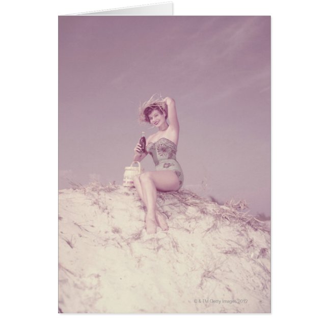 Kvinnlig avslappning på båge hälsningskort (Framsidan)