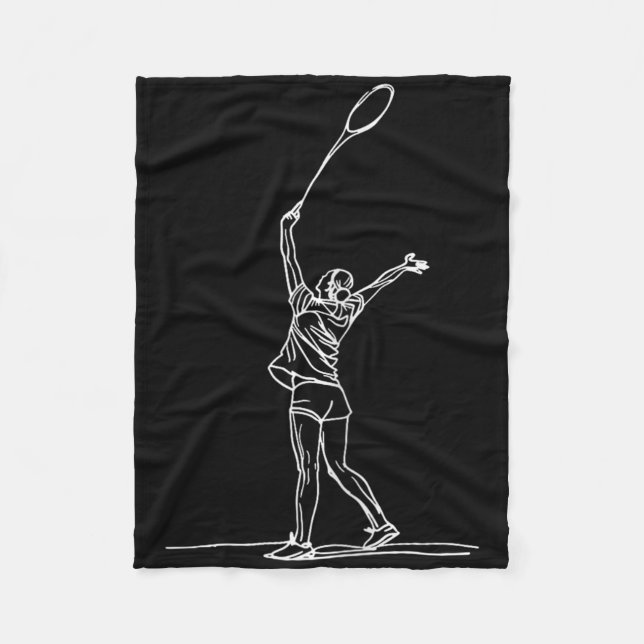 Kvinnlig badmintonspelare Sketch Shuttle  Fleecefilt (Framsidan)