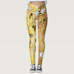 kvinnlig baljväxt med honungsbin leggings