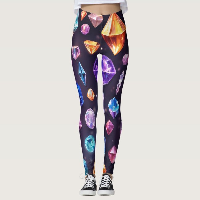kvinnlig baljväxter med diamantmönster leggings (Framsida)