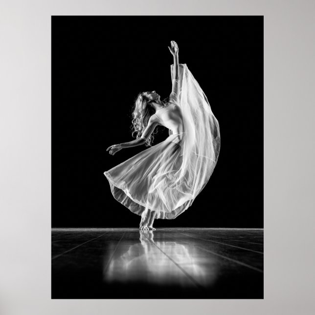 KVINNLIG BALLETDANCER - SVART OCH VITT POSTER (Framsidan)