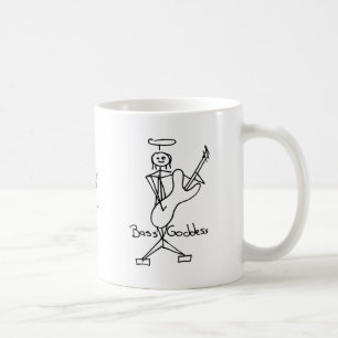 Kvinnlig bas- spelare för bas- gudinnastick figur kaffemugg