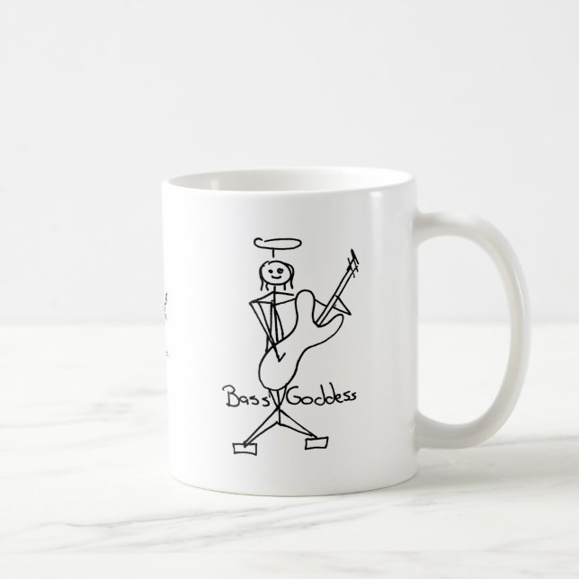 Kvinnlig bas- spelare för bas- gudinnastick figur kaffemugg (Höger)