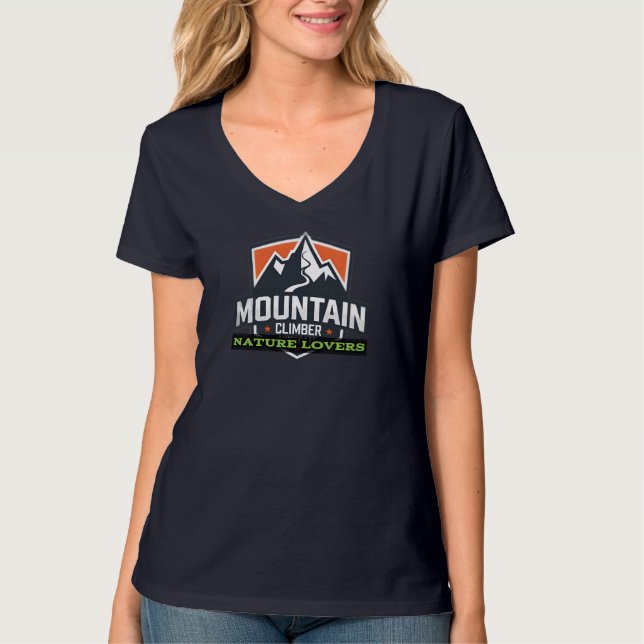 Kvinnlig basic V-ringad t-shirt (Framsida)