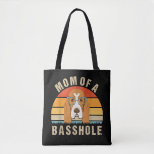 Kvinnlig Basset Hound Presenterar Rolig Mamma Till Tygkasse