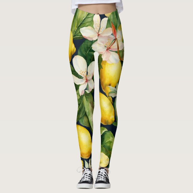 kvinnlig bensin i gult och grönt av citron leggings (Framsida)