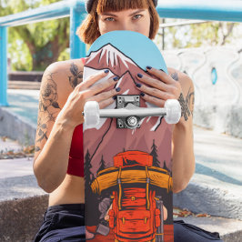 Kvinnlig bergsskogsvandringsäventyrare mini skateboard bräda 18,5 cm