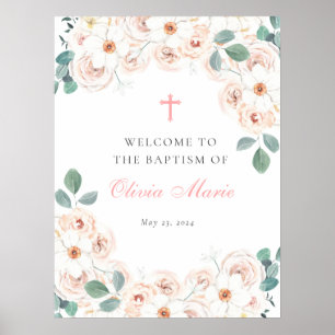 Kvinnlig Blommigt Baptism Välkomna Poster