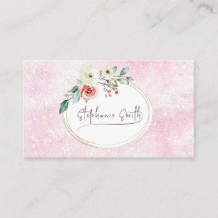 Kvinnlig Blommigt Modern Rosa och vit Visitkort