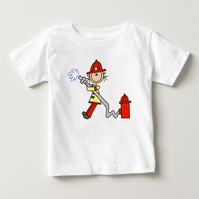 Kvinnlig brandman med slang T-shirts och presenter (Framsida)