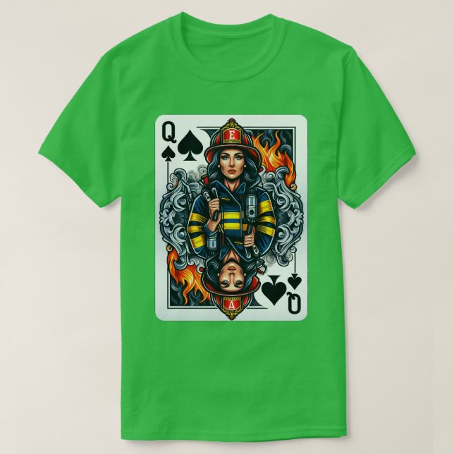 Kvinnlig brandman som spelar sades t shirt (Design framsida)