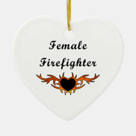 Kvinnlig brandmantatuering julgransprydnad keramik