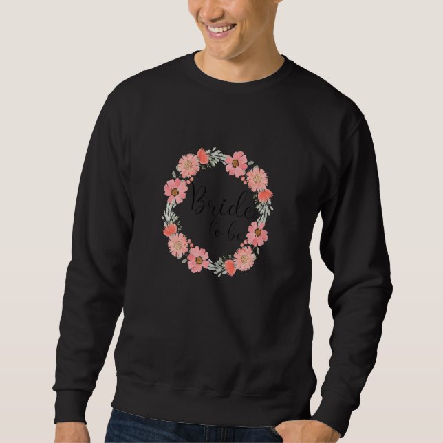 Kvinnlig Brud att bli Svanngille Rosa Blomsterkran Lång Ärmad Tröja (Framsida)