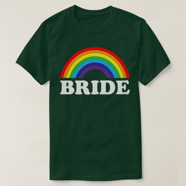Kvinnlig Brud, lesbisk möhippa regnbåge,  T Shirt (Design framsida)