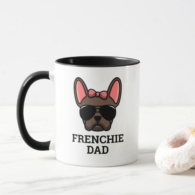 Kvinnlig Brun Fransk Bulldog Frenchie Pappa Mugg (Med munk)