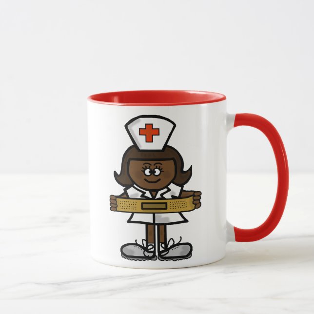 Kvinnlig brun sjuksköterskakaffemugg som ska mugg (Höger)
