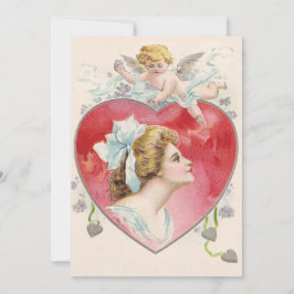 Kvinnlig Cupid Hjärt Daisy Bröllopsinbjudan Inbjudningar