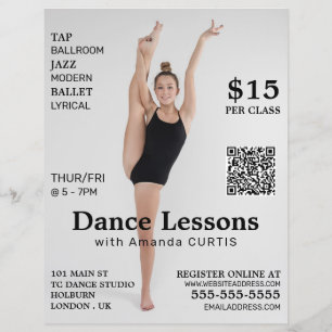 Kvinnlig dansare, danslektioner reklamflyer reklamblad