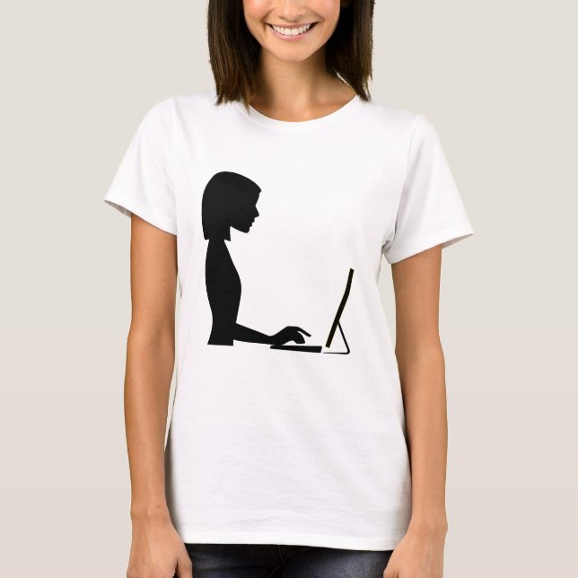 Kvinnlig datorSilhouette T-shirt (Framsida)
