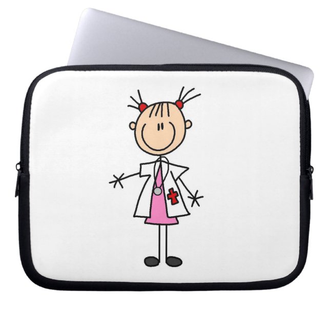 Kvinnlig doktorstick figur laptop sleeve (Framsidan)