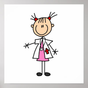 Kvinnlig doktorstick figur poster