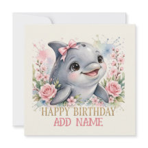 Kvinnlig DOLFIN: Baby djur Pastell båge & blommor
