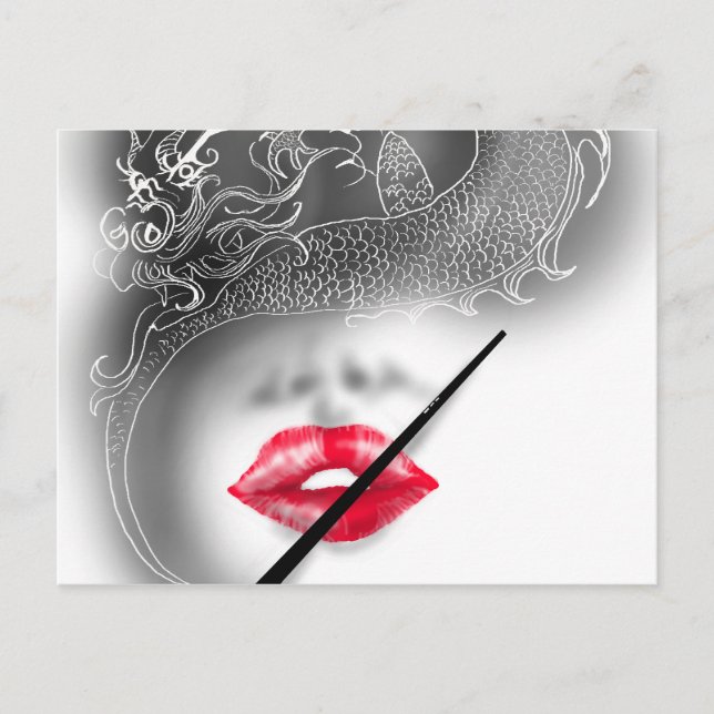 kvinnlig drake vykort (Framsida)