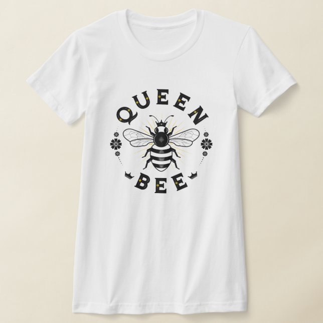 Kvinnlig drottning Bee White T-Shirt (Laydown)