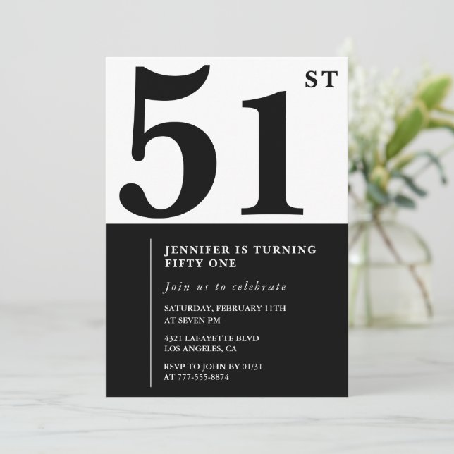 Kvinnlig Elegant 51-års inbjudan Svart (Stående Fram)