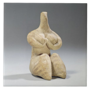 Kvinnlig figurine i den Halaf stilen, c.4500 BC Kakelplatta