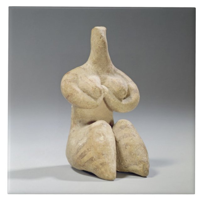 Kvinnlig figurine i den Halaf stilen, c.4500 BC Kakelplatta (Framsidan)