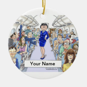 Kvinnlig flygvärdinna - julgransprydnad keramik