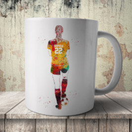 Kvinnlig fotbollsspelare kaffemugg