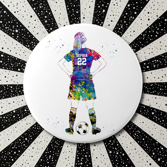Kvinnlig fotbollsspelare  knapp (Skapare uppladdad)
