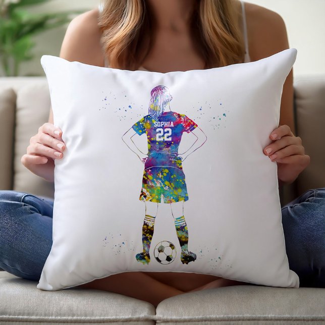 Kvinnlig fotbollsspelare  kudde (Skapare uppladdad)