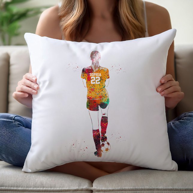 Kvinnlig fotbollsspelare  kudde (Skapare uppladdad)
