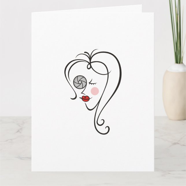 Kvinnlig fotograf kort (Framsida)