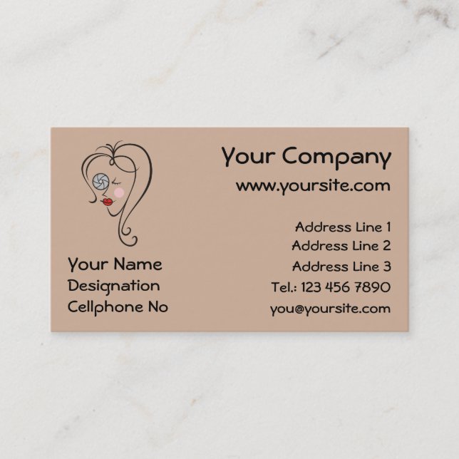 Kvinnlig fotograf visitkort (Framsida)