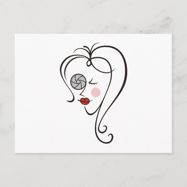 Kvinnlig fotograf vykort (Framsida)