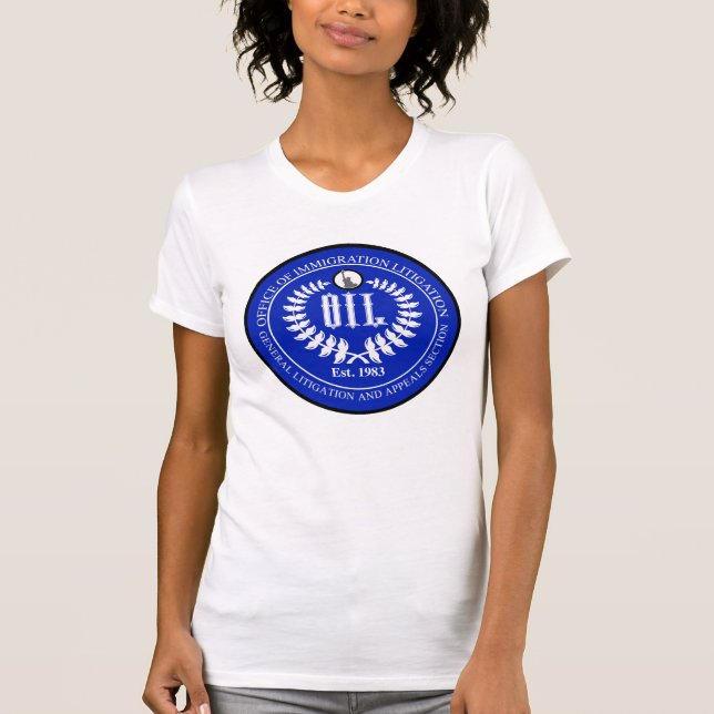 Kvinnlig garanti - blå logotyp t shirt (Framsida)