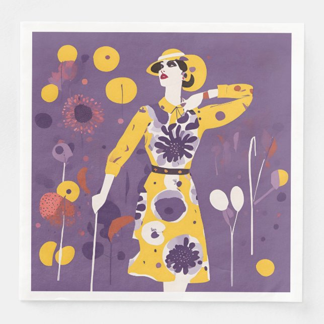 Kvinnlig golfer - uppsättning 50 pappersservett (Framsida)