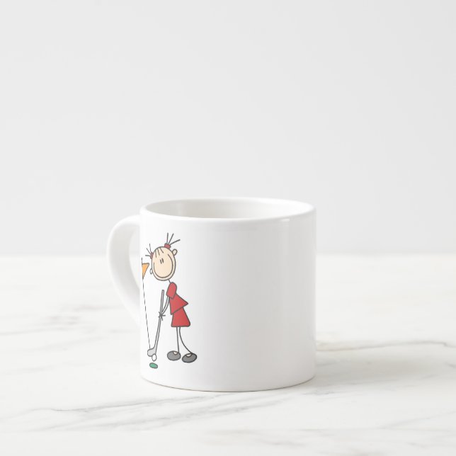 Kvinnlig golfspelare i stickfigur espressomugg (Framsida vänster)