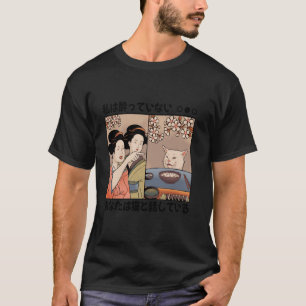 Kvinnlig guling på kattmembran traditionell japans t shirt
