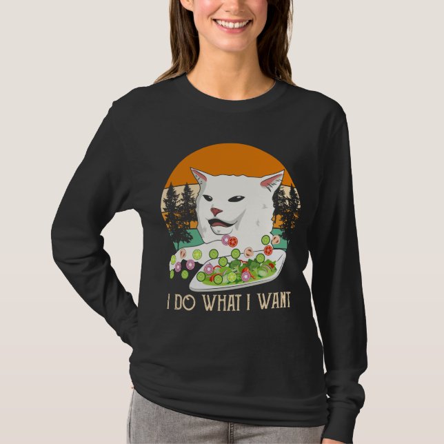 Kvinnlig gulning vid kattkött, kattkött t shirt (Framsida)